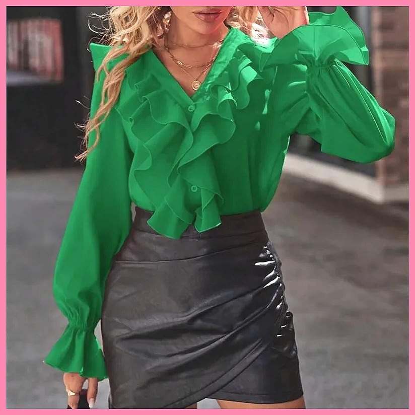 Women Top Fashion - Модная женская блузка с V-образным вырезом