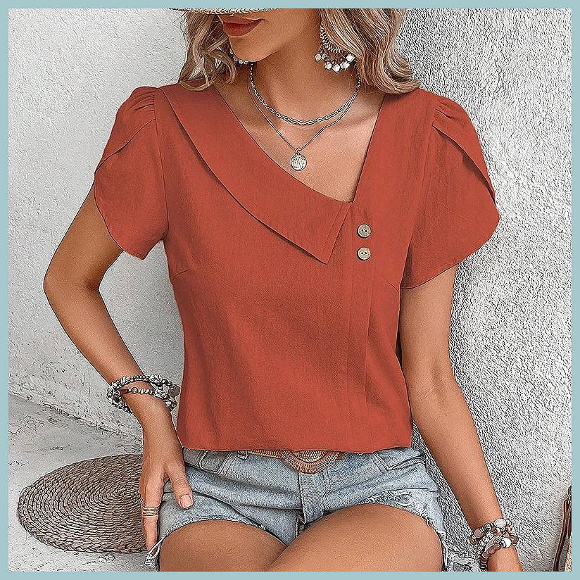 Women Top Fashion - Летняя винтажная однотонная блузка для женщин