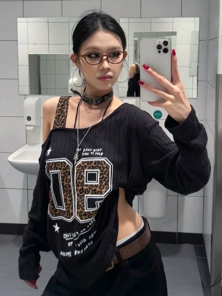 Женская футболка Y2K с леопард – обзор и цена Women Top Fashion